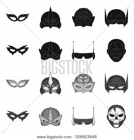 Isolated Object Of Hero And Mask Symbol. Set Of Hero And Superhero Stock Symbol For Web.