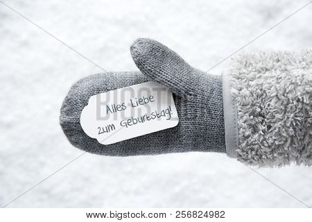 Wool Glove, Label, Snow, Geburtstag Means Birthday