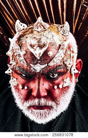 Voodooism And Black Magic. Life Is Tricky, Stay In Your Magic. Man With Evil Makeup, Voodooism. Hall