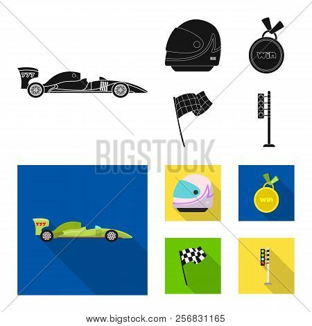 Vector Illustration Of Car And Rally Symbol. Set Of Car And Race Vector Icon For Stock.