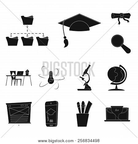 Vector Illustration Of Education And Learning Sign. Set Of Education And School Vector Icon For Stoc