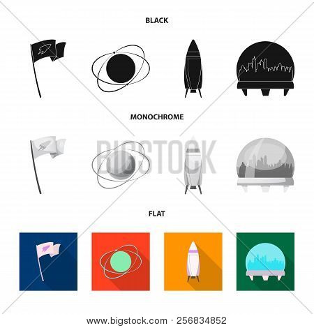 Vector Illustration Of Mars And Space Sign. Set Of Mars And Planet Vector Icon For Stock.
