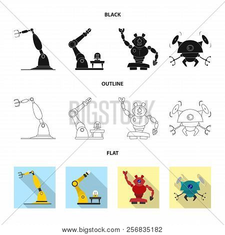 Vector Design Of Robot And Factory Logo. Collection Of Robot And Space Vector Icon For Stock.