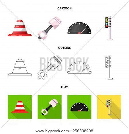 Isolated Object Of Car And Rally Symbol. Collection Of Car And Race Vector Icon For Stock.