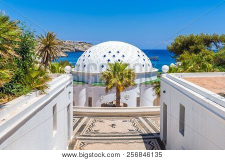 Rhodes, Greece - May 13, 2018: Beautiful Complex Of Kallithea Springs Located At The Bay Of Kallithe