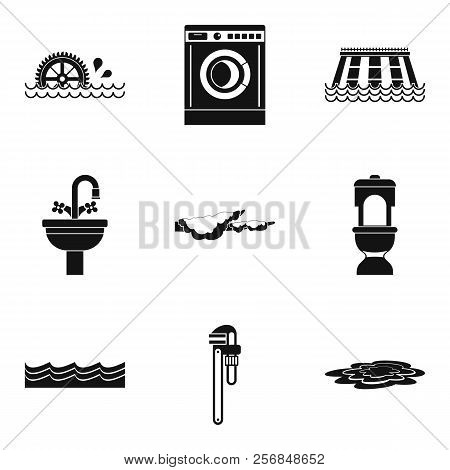 Dam Icons Set. Simple Set Of 9 Dam Icons For Web Isolated On White Background