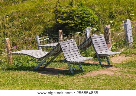 Scene On Mt. Rigi In Switzerland In Summer. The Rigi Is A Popular Tourist Destination, Accessible By