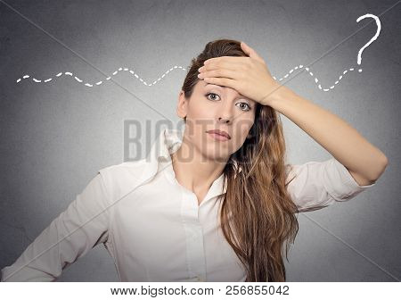 Perplexed Young Woman Having A Question Feeling Stressed