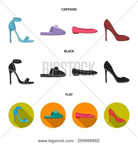 Blue High-heeled Sandals, Homemade Lilac Slippers With A Pampon, Pink Women S Ballet Flats, Brown Hi