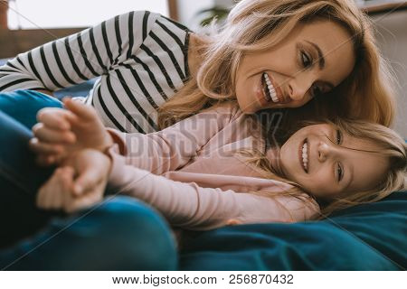Nice Joyful Woman Spending Time With Her Daughter