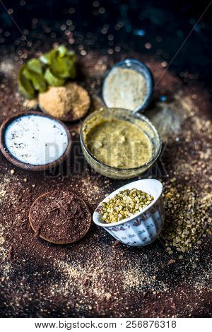 Ayurvedic Face Pack Or Ubtan Of Moong Dal Or Green Lentil Or Mung Dal With Dried Orange Peel Powder,