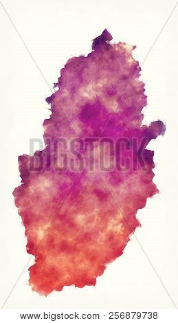 Nottinghamshire County Map England Uk Watercolor In Front Of A White Background
