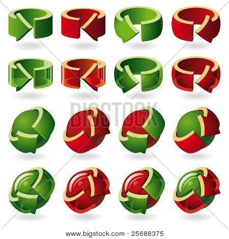 Set di icone freccia rotonda. Opaco e trasparente. Illustrator EPS v 8.0