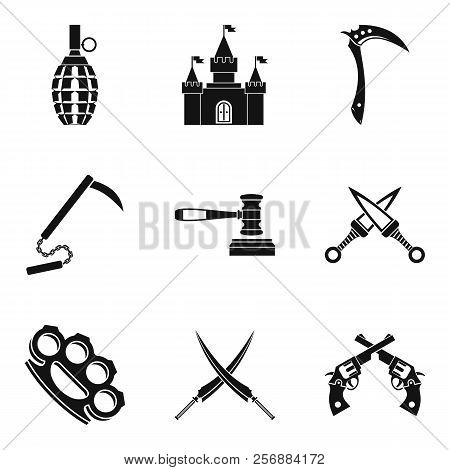 Weapon Proficiency Icons Set. Simple Set Of 9 Weapon Proficiency Icons For Web Isolated On White Bac