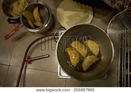 Sweet Karanji. Popular Indian Dessert Prepared All Over India On The Occasion Of Diwali. India