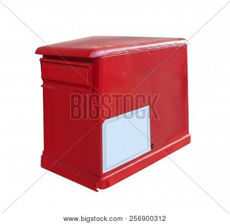 Red Post Box On Wall Post Office Isolated On White