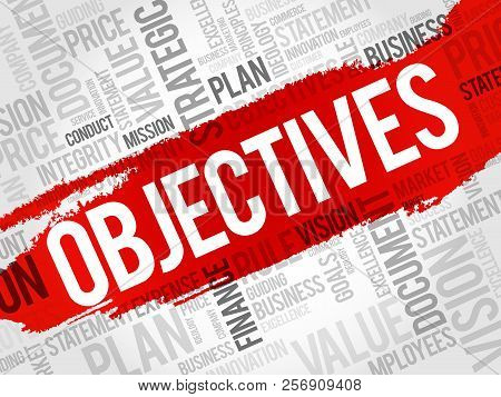 Objectives Word Cloud Collage, Business Concept Background