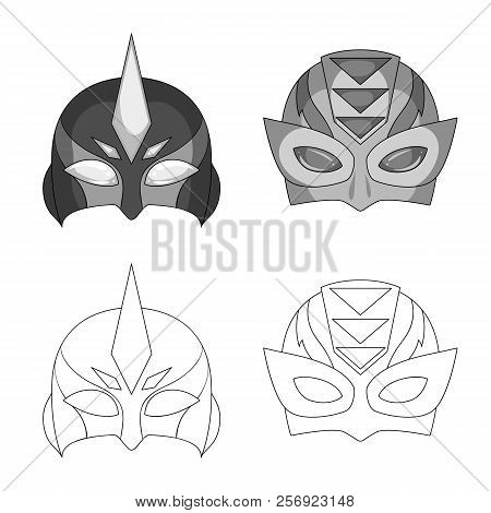 Vector Illustration Of Hero And Mask Symbol. Set Of Hero And Superhero Vector Icon For Stock.