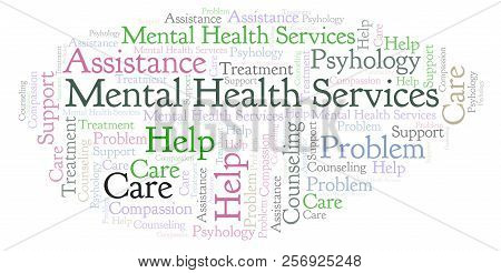 Mental Health Services Word Cloud. Wordcloud Made With Text Only.