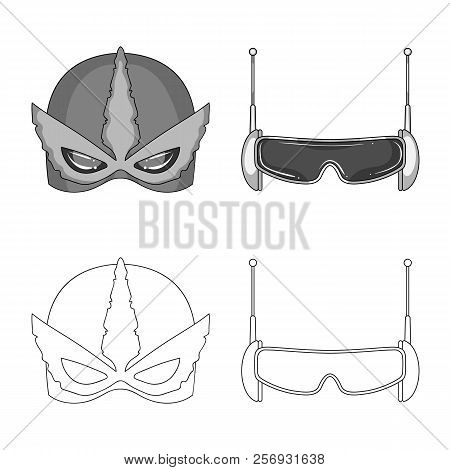 Vector Illustration Of Hero And Mask Sign. Set Of Hero And Superhero Vector Icon For Stock.