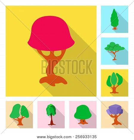 Vector Illustration Of Tree And Nature Logo. Collection Of Tree And Crown Vector Icon For Stock.