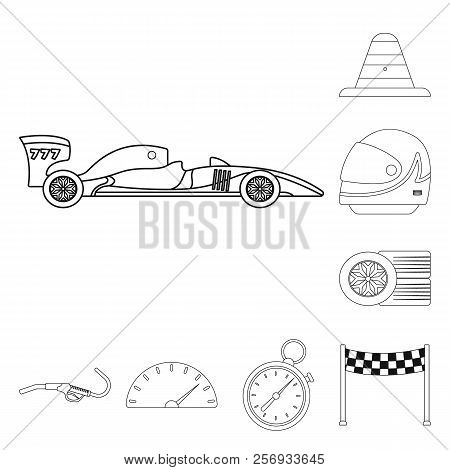 Vector Design Of Car And Rally Symbol. Set Of Car And Race Stock Vector Illustration.