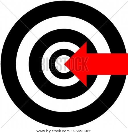 A red arrow hitting on bullseye