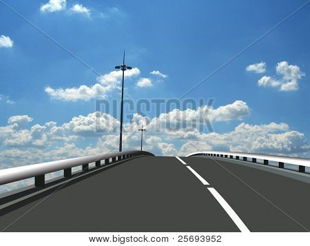 Lonely highway with clouds