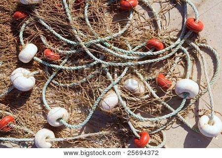 Balıkçılık profesyonel takımlar şamandıralar ve ağlar gibi fisherboats için