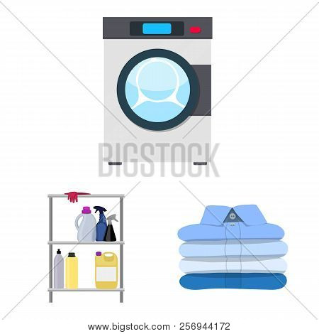 Vector Design Of Laundry And Clean Logo. Collection Of Laundry And Clothes Stock Vector Illustration