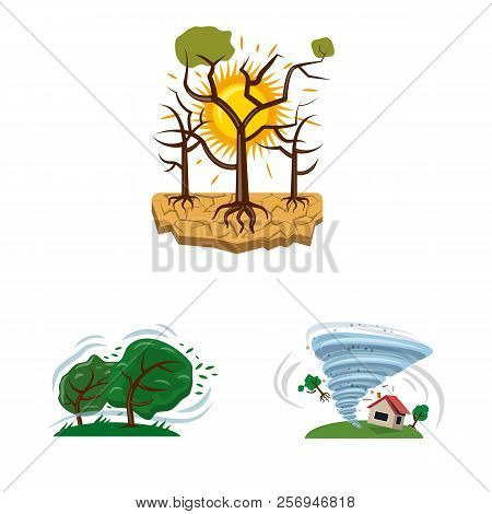 Vector Design Of Natural And Disaster Symbol. Set Of Natural And Risk Vector Icon For Stock.