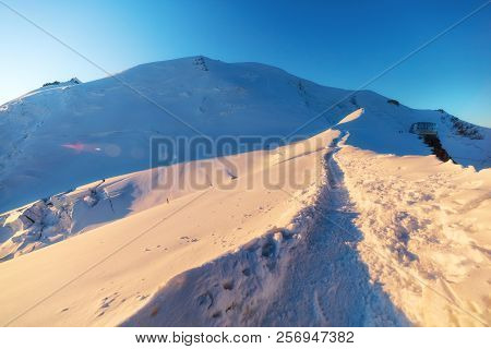Trekking To The Top Of Mont Blanc Mountain In French Alps