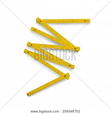 Folding Rule Measuring Tool Isolated On White Background