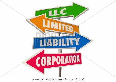 LLC Limited Liability Corporation Business Model Arrow Signs 3d Illustration