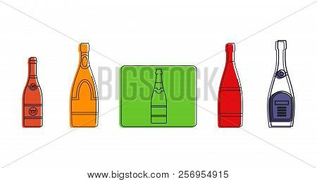 Champagne Icon Set. Color Outline Set Of Champagne Icons For Web Design Isolated On White Background