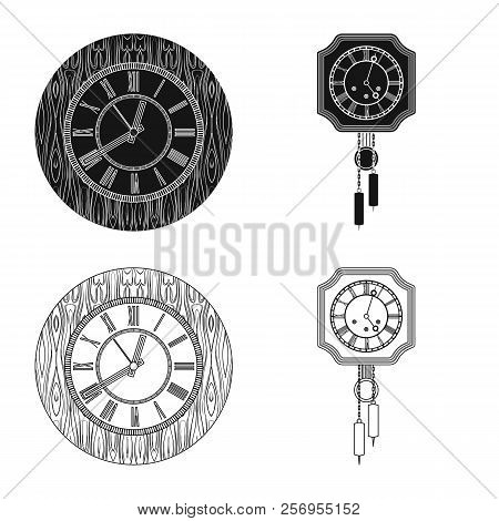 Vector Illustration Of Clock And Time Symbol. Set Of Clock And Circle Vector Icon For Stock.