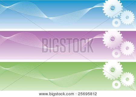 светло голубой, фиолетовый и зеленый заголовки с gears
