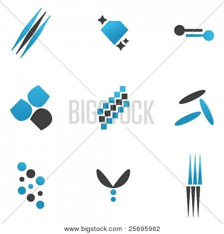 набор элементов, серый синий логотип