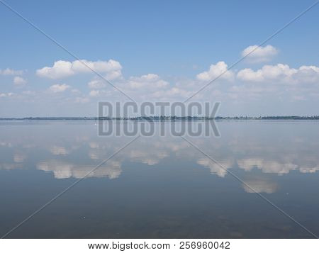 Wonderful Landscapes Of Artificial European Goczalkowice Reservoir In Poland With Beauty Clouds On B