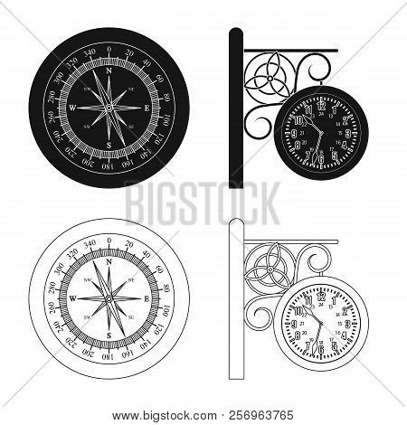Vector Design Of Clock And Time Symbol. Set Of Clock And Circle Stock Vector Illustration.