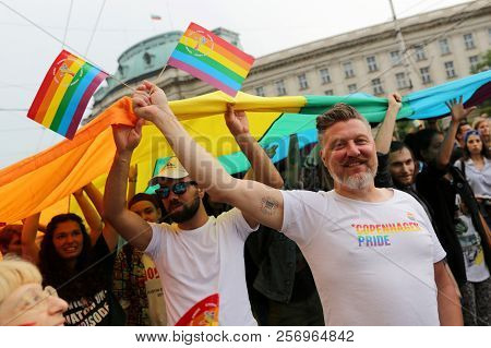 Sofia, Bulgaria - 9 June 2018: People Participate In The Annual Lgbt Sofia Pride Parade For Equality
