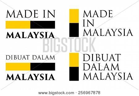 Simple Made In Malaysia / Dibuat Dalam (malay Translation) Label. Text With National Colors Arranged