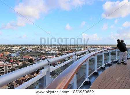 Kralendijk, Bonaire - 12/16/17 -  Downtown Views Of The Town Of Kralendijk, Bonaire Seen From A Crui