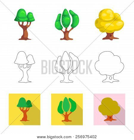 Vector Illustration Of Tree And Nature Icon. Set Of Tree And Crown Vector Icon For Stock.