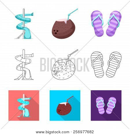 Vector Design Of Pool And Swimming Logo. Set Of Pool And Activity Vector Icon For Stock.