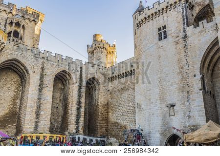 Walls And Entrance To The Medieval City Of Olite. Navarra Spain