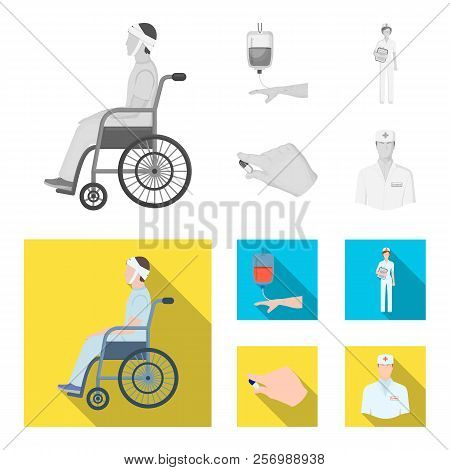Invalid With Trauma, Blood Transfusion, Doctor, Medication In The Hands Of A Doctor. Medicineset Col