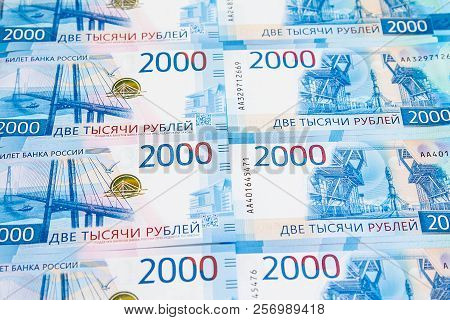 Two Thousandths Russian Rubles Bills Background And Financial Texture