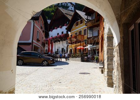 06. 08.2018 : Hallstatt, Austria - Small Mountain Village,  Salzkammergut Cultural Landscape, One Of