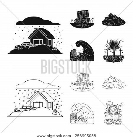 Vector Illustration Of Natural And Disaster Symbol. Set Of Natural And Risk Vector Icon For Stock.